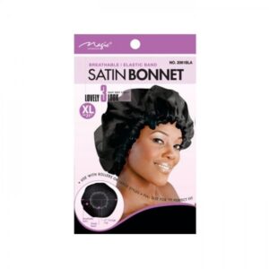 MAGIC COLLECTION BREATHABLE ELASTIC BAND SATIN BONNET 2061 BLA